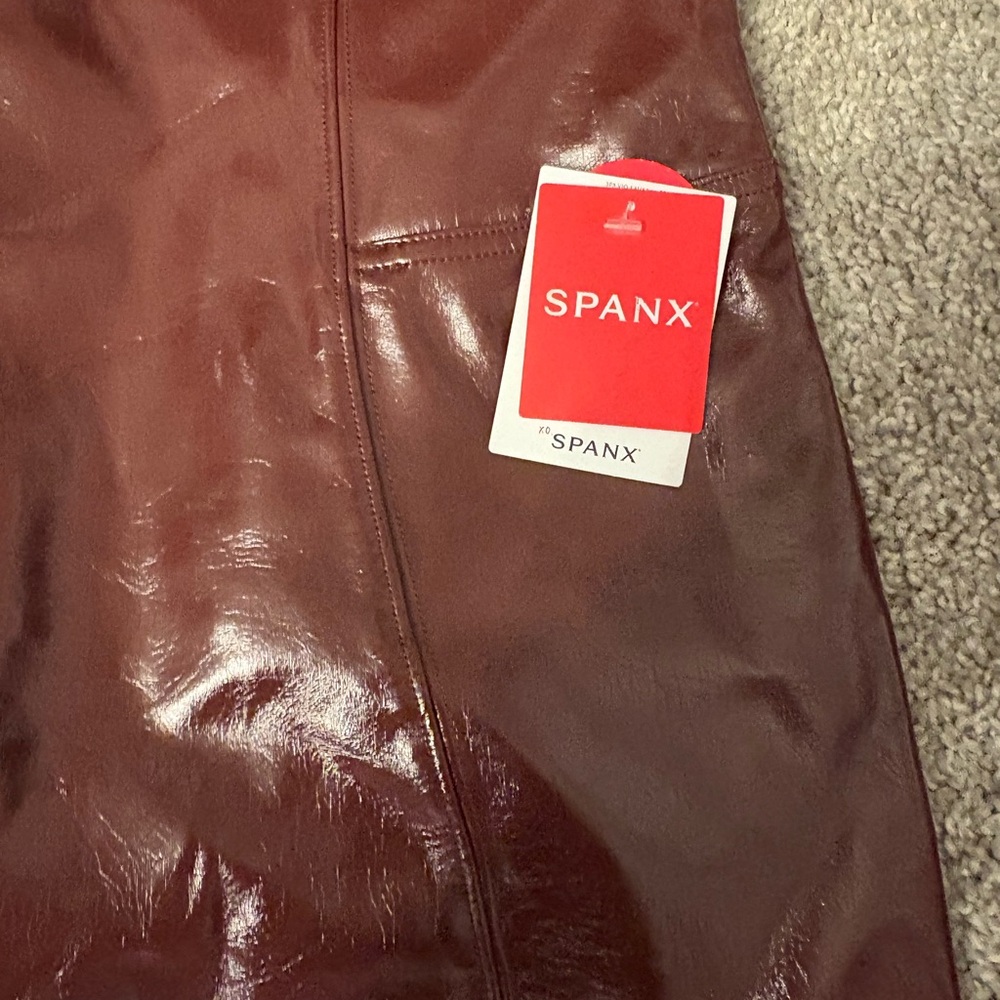Spanx Faux Leather Leggings in “ruby” - Picture 3 of 6